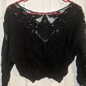 Black Indonesia rayon lace top